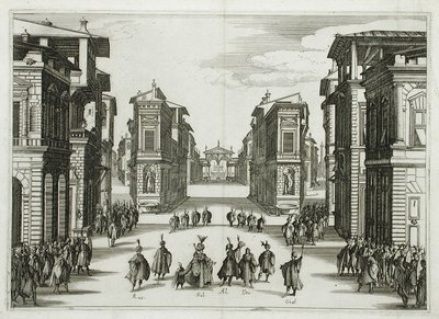 Projekt scenografii do „Il Solimano”, akt IV autorstwa Jacques Callot