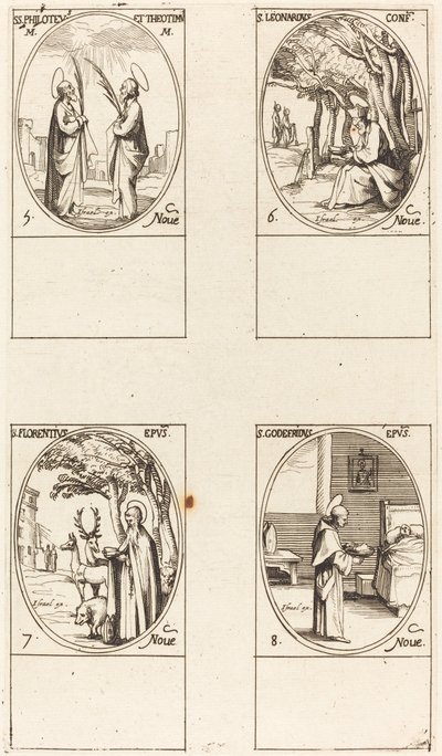 św. Filoteusz i Teotymus, św. Leonard, św. Florentinus, św. Godfrey. autorstwa Jacques Callot