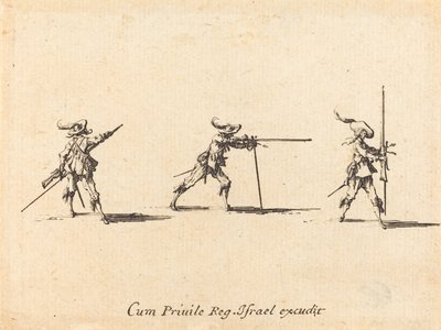 Zajęcie pozycji strzeleckiej z muszkietu autorstwa Jacques Callot