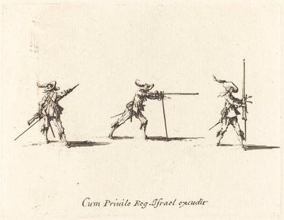 Zajęcie pozycji strzeleckiej z muszkietu autorstwa Jacques Callot