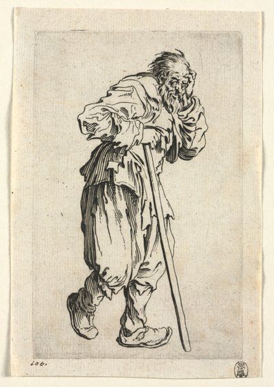 The Beggars: Żebrak oparty na patyku, c. 1623. autorstwa Jacques Callot