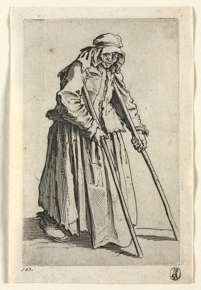 Żebracy: Żebraczka o kulach autorstwa Jacques Callot
