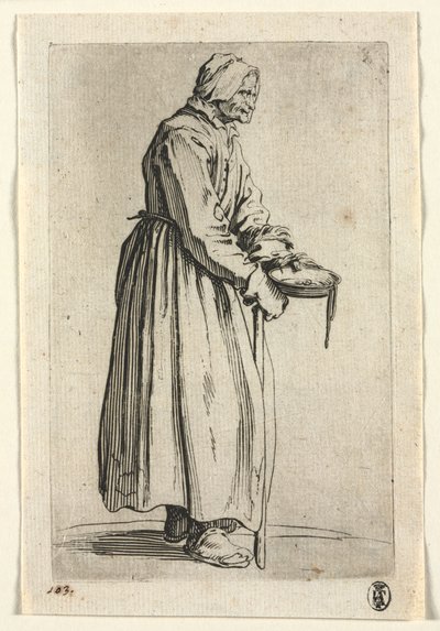 Żebracy: Żebraczka z miską na jałmużnę autorstwa Jacques Callot