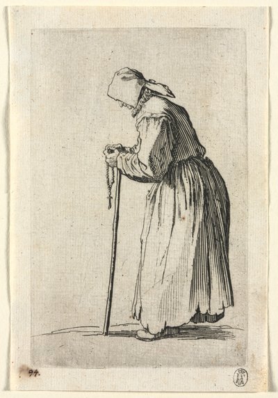 Żebracy: Żebrak przy różańcu, c. 1623. autorstwa Jacques Callot