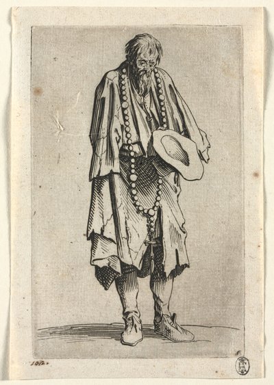 Żebracy: Żebrak z różańcem autorstwa Jacques Callot