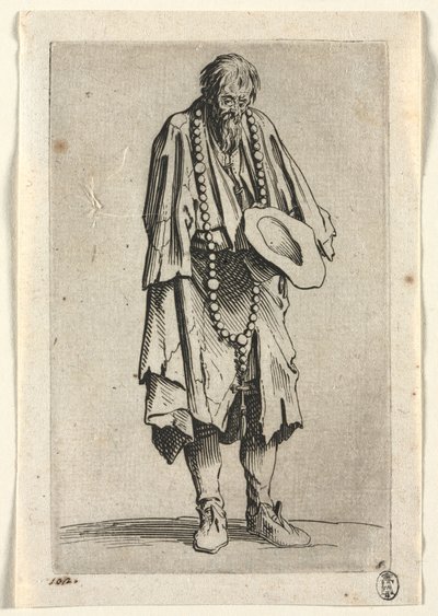 Żebracy: Żebrak z różańcem 1623. autorstwa Jacques Callot