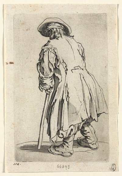 The Beggars: Stary żebrak na jednej kuli autorstwa Jacques Callot