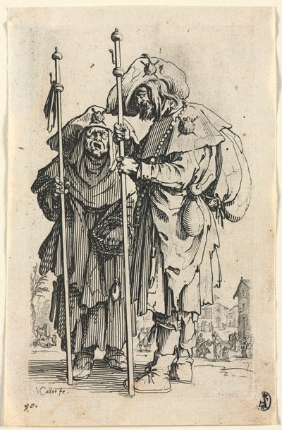 Żebracy: Dwaj Pielgrzymi, c. 1623. autorstwa Jacques Callot