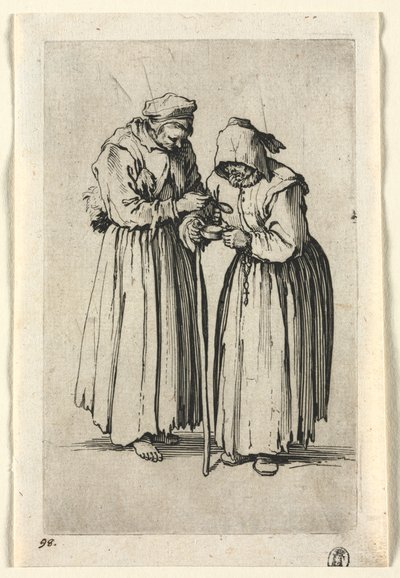 Żebracy: dwie żebraczki autorstwa Jacques Callot