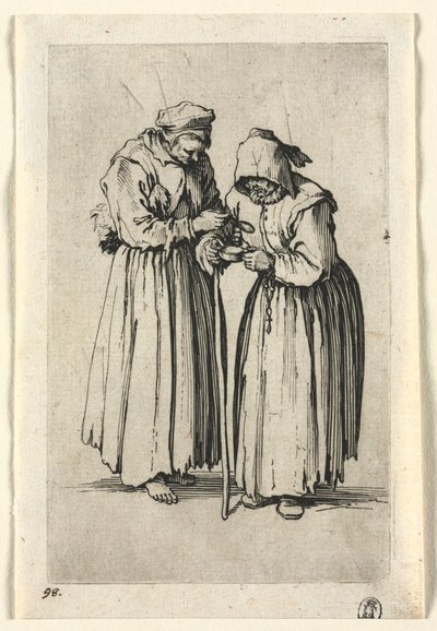 Żebracy: dwie żebraczki, c. 1623. autorstwa Jacques Callot