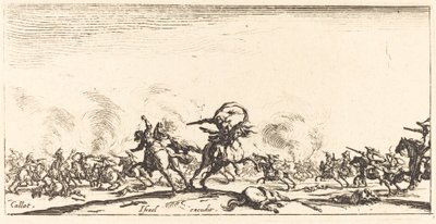 Walka kawalerii pistoletami autorstwa Jacques Callot
