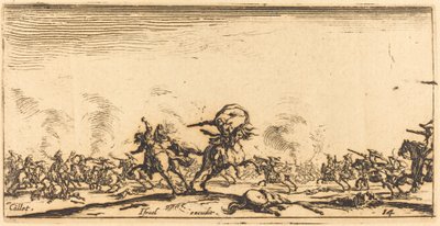 Walka Kawalerii Pistoletami, ok. godz. 16321634. autorstwa Jacques Callot