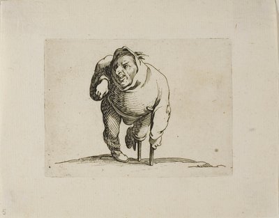 Kaleka z kulą i drewnianą nogą, z Varie Figure Gobbi autorstwa Jacques Callot