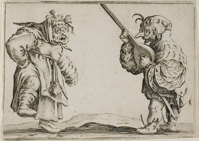Tancerze z lutnią, z Kaprysów autorstwa Jacques Callot