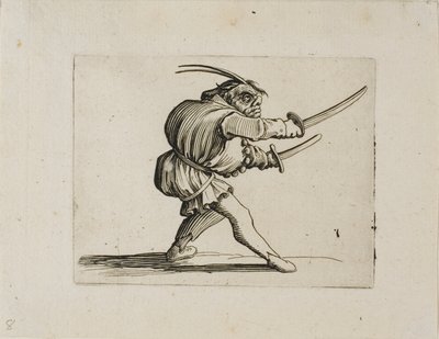 Pojedynek z dwoma mieczami, z Varie Figure Gobbi autorstwa Jacques Callot