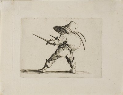 Pojedynek z mieczem i sztyletem, z Varie Figure Gobbi autorstwa Jacques Callot