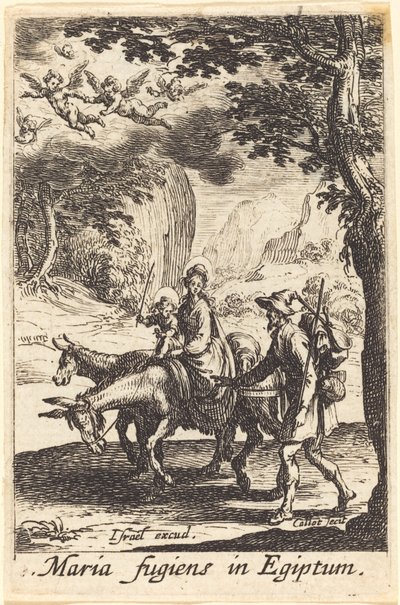 Ucieczka do Egiptu w roku 1630 lub później. autorstwa Jacques Callot