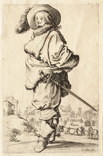 Gentleman w futrzanym płaszczu autorstwa Jacques Callot