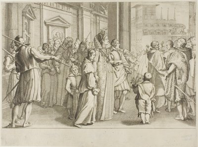Wielka Księżna Christine of Lorraine eskortuje do Kościoła młodzież, którą bierze pod swoją opiekę autorstwa Jacques Callot