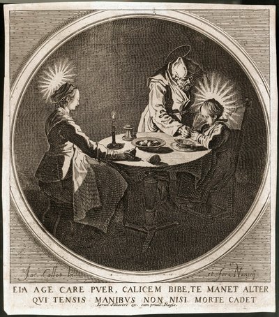 Święta Rodzina przy stole ... (grawerunek) autorstwa Jacques Callot