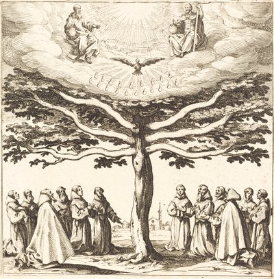Trójca Święta w Drzewie Życia adorowana przez franciszkanów autorstwa Jacques Callot