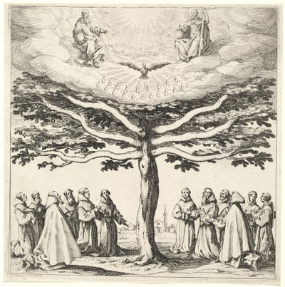 Trójca Święta w Drzewie Życia adorowana przez franciszkanów autorstwa Jacques Callot