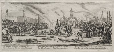 Wielka nieszczęścia wojny: płonący na stosie, 1633. autorstwa Jacques Callot