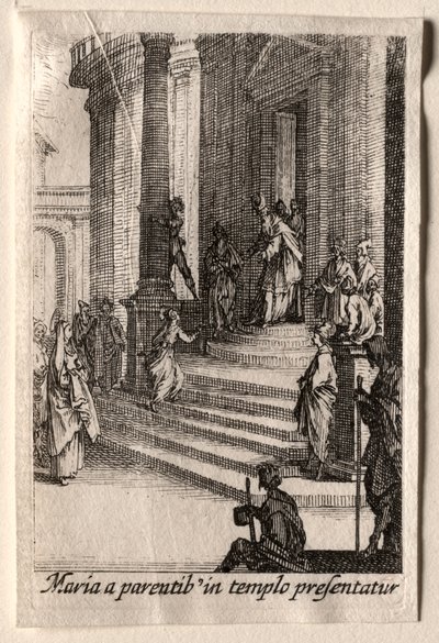 Życie Dziewicy: Ofiarowanie Dziewicy w świątyni. autorstwa Jacques Callot