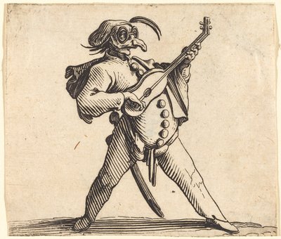 Zamaskowany komik grający na gitarze autorstwa Jacques Callot
