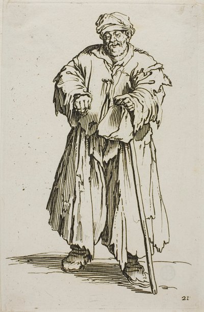 Otyły żebrak z spuszczonymi oczami, płyta 21 z The Beggars autorstwa Jacques Callot