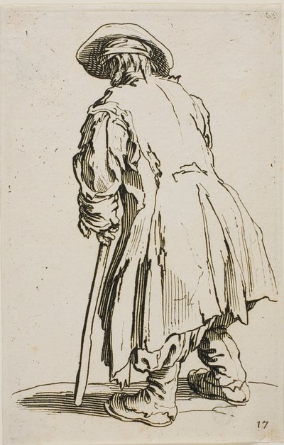 Stary żebrak oparty o kulę, płyta siedemnasta z The Beggars autorstwa Jacques Callot