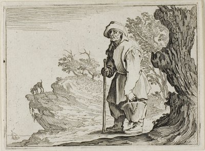 Chłop niosący swoją torbę, z Kaprysów autorstwa Jacques Callot
