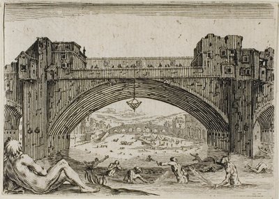 Pont Vecchio we Florencji, z The Caprices autorstwa Jacques Callot