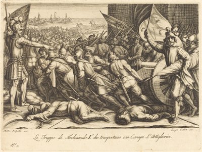Ponowne zaokrętowanie wojsk, ok. godz. 1614. autorstwa Jacques Callot