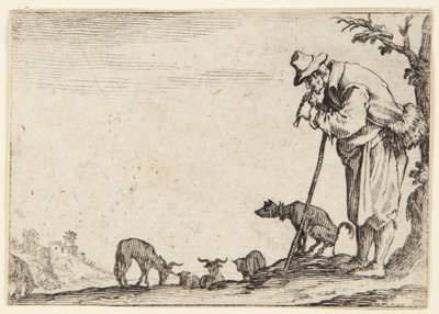 Pasterz grający na flecie autorstwa Jacques Callot