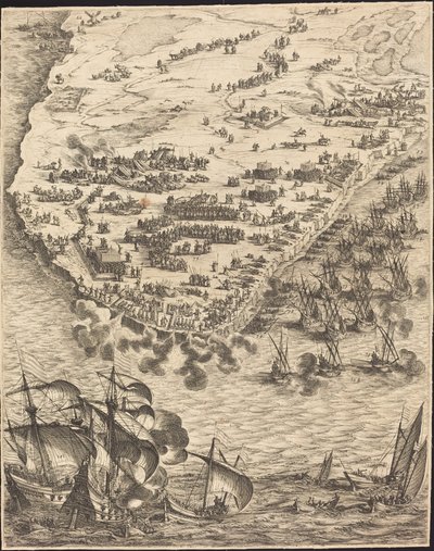 Oblężenie La Rochelle [tablica 10 z 16; zestaw zawiera 1952.8.97-112] autorstwa Jacques Callot