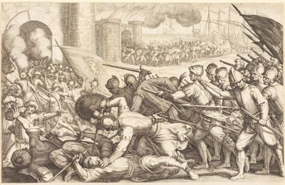 Wojska forsujące bramę miasta autorstwa Jacques Callot