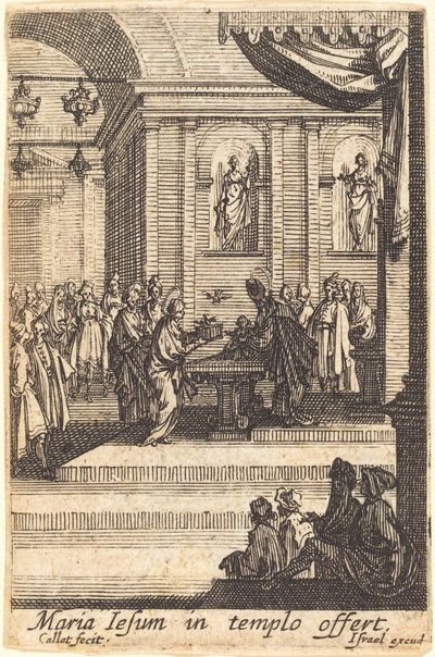 Dziewica przedstawia Jezusa w świątyni w roku 1630 lub później. autorstwa Jacques Callot