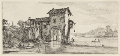 Młyn wodny, z serii Paysages Gravées pour Jean de Médicis, Paysages Dessinés à Florence autorstwa Jacques Callot