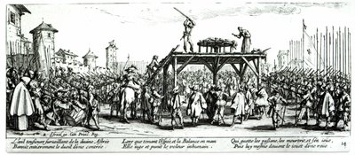 Koło, tablica 14 z „Nieszczęścia i nieszczęścia wojny”, rytowana przez Israela Henrieta (ok. 1590-1661) 1633 autorstwa Jacques Callot