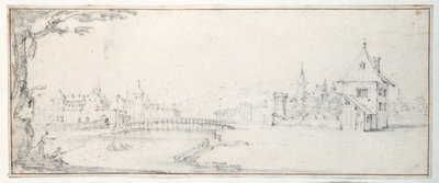 Most Gaucheu w Epinal (czarna kreda na papierze) autorstwa Jacques Callot