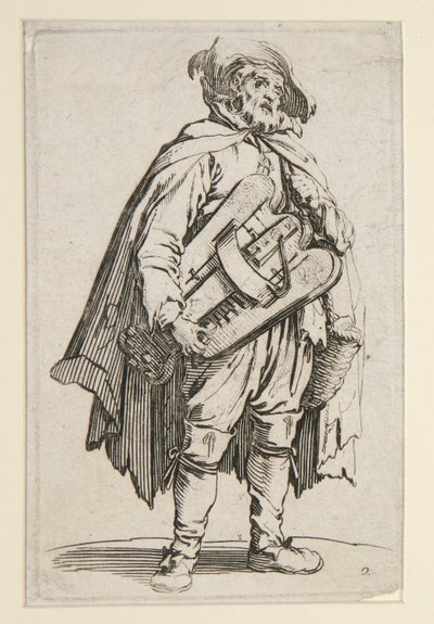 Gracz liry korbowej z The Beggars (Le Joueur de Vielle) autorstwa Jacques Callot