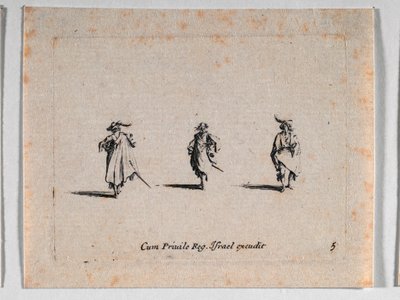 Trzej kawalerzyści, z Les Fantaisies de Noble J. Callot ... autorstwa Jacques Callot