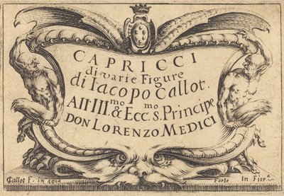 Strona tytułowa do Kaprysów, c. 1617. autorstwa Jacques Callot