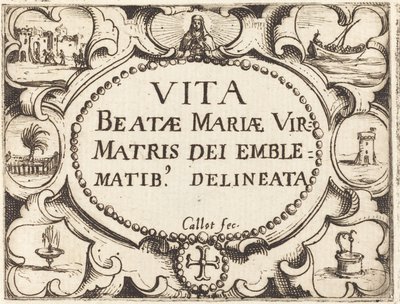 Strona tytułowa „Życia Dziewicy w emblematach” autorstwa Jacques Callot
