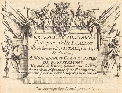 Strona tytułowa „Ćwiczeń wojskowych” autorstwa Jacques Callot
