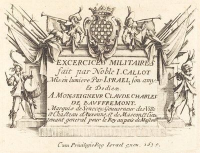 Strona tytułowa ćwiczeń wojskowych, 16341635. autorstwa Jacques Callot