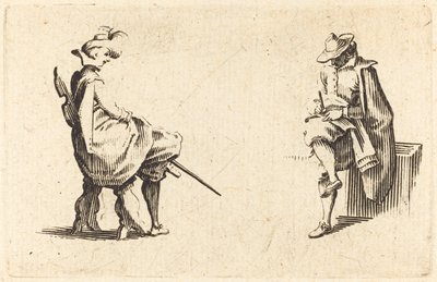Dwie siedzące postacie autorstwa Jacques Callot