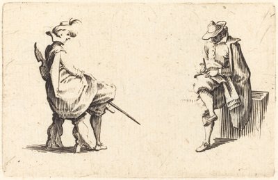Dwie siedzące postacie autorstwa Jacques Callot