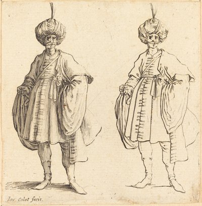 Dwóch Turków ubranych w turbany z pióropuszem autorstwa Jacques Callot